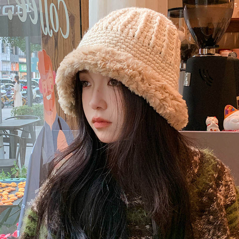 秋冬季加厚毛边渔夫帽子女户外防寒保暖百搭显脸小韩版时尚针织帽,淘宝优惠券,粉丝福利购,淘宝优惠卷
