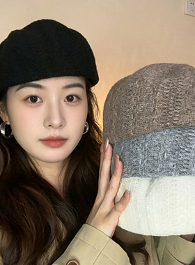 针织定型显脸小百搭报童帽女款
