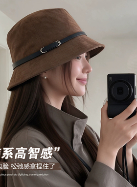 秋冬复古皮带扣显脸小渔夫帽女