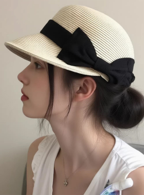 夏季草编防晒显脸小马术帽女款