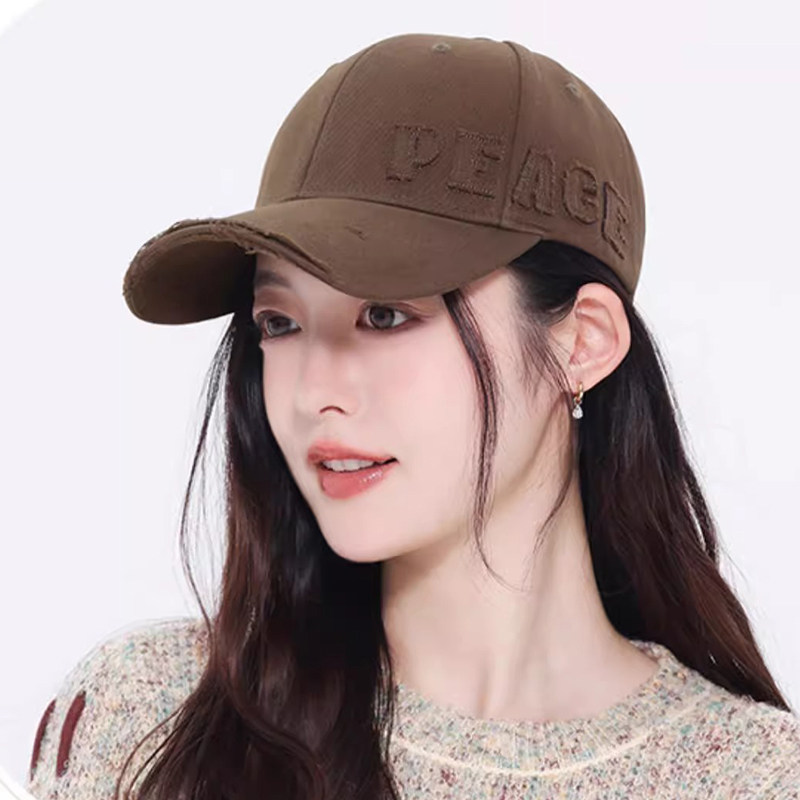 复古破洞贴布字母棒球帽子女加深大头围显脸小个性休闲百搭鸭舌帽,淘宝优惠券,粉丝福利购,淘宝优惠卷
