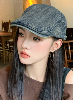 复古做旧牛仔女透气显脸小前进帽