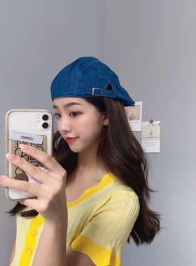 日系复古帽子女贝雷帽牛仔鸭舌帽
