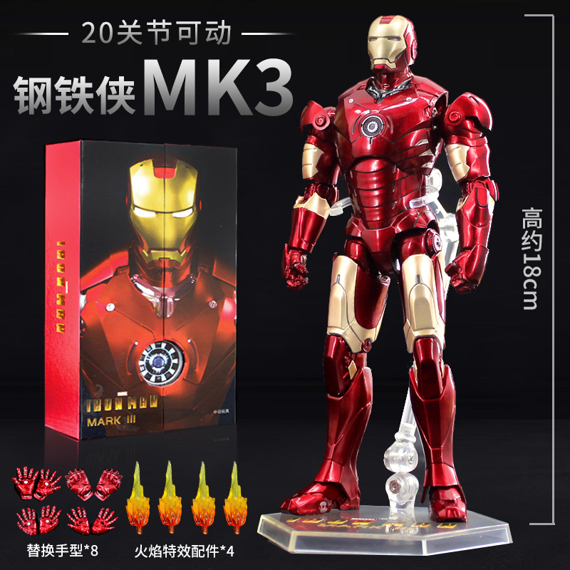 中动mk3钢铁侠85玩具复仇者联盟4摆件1发光2漫威手办模型MK7马克6-图1