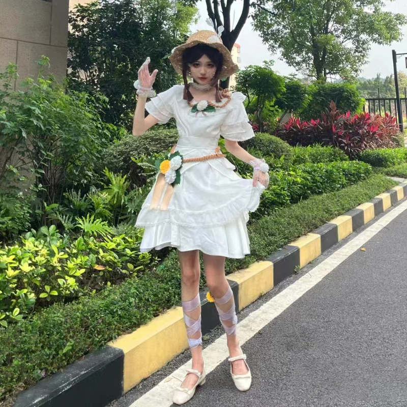 第五人格COS服园丁等风来cosplay女装连衣裙假发帽子花篮全套装-图1