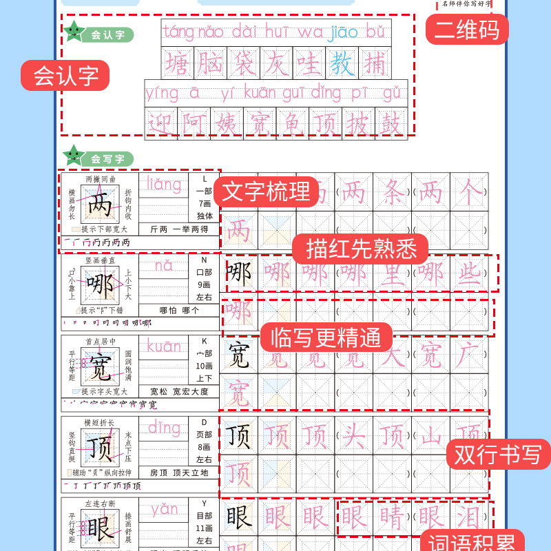 回米格好字课课练一二三四五六年级上下册练字帖语文人教部编版小学生专用硬笔楷书临写教材规范正楷字手写临摹123456年级-图1