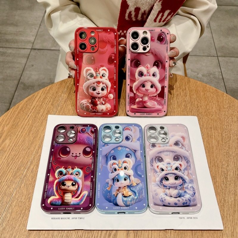 21plus20苹果16女SamsungS24fe蛇年06可爱13三星S25手机壳S22ultra新年s23u男a54过年53加case52适用42玻璃73 - 图1