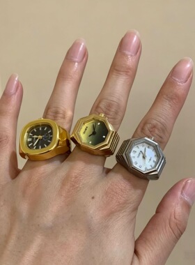 欧美新款个性戒指手表热销跨境创意合金手指表情侣外贸弹力指环戒