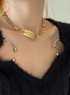 其他女合金嘻哈朋克风吊牌项链