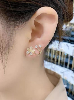 精致猫眼石花朵耳钉女纯银针气质时尚感耳环2025新款小众设计耳饰