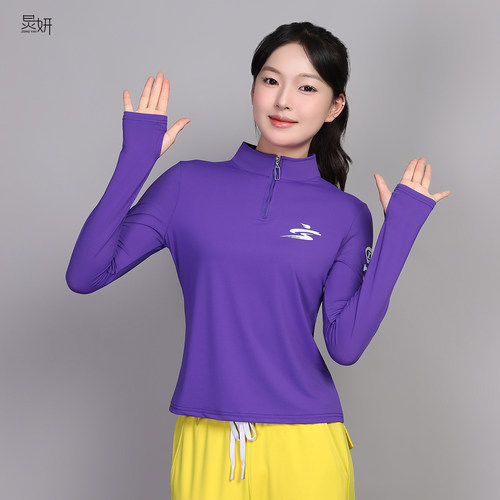 2025新款广场舞服装长袖上衣女秋冬运动健身跳操舞蹈衣服大弹力 - 图1
