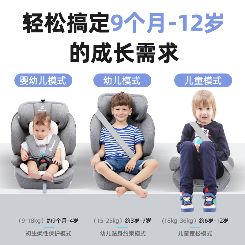 儿童安全座椅汽车用便携式车载坐椅0-4-9-12岁婴儿宝宝椅isofix - 图1