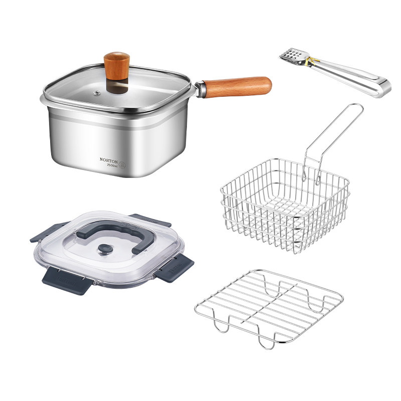 NORTON不锈钢油炸锅家用小型省油多功能锅保鲜盒户外锅露营锅,淘宝优惠券,粉丝福利购,淘宝优惠卷