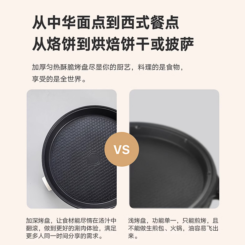 荣事达电饼铛家用加深加大新款多功能煎饼锅烙饼机水煎包锅电饼档