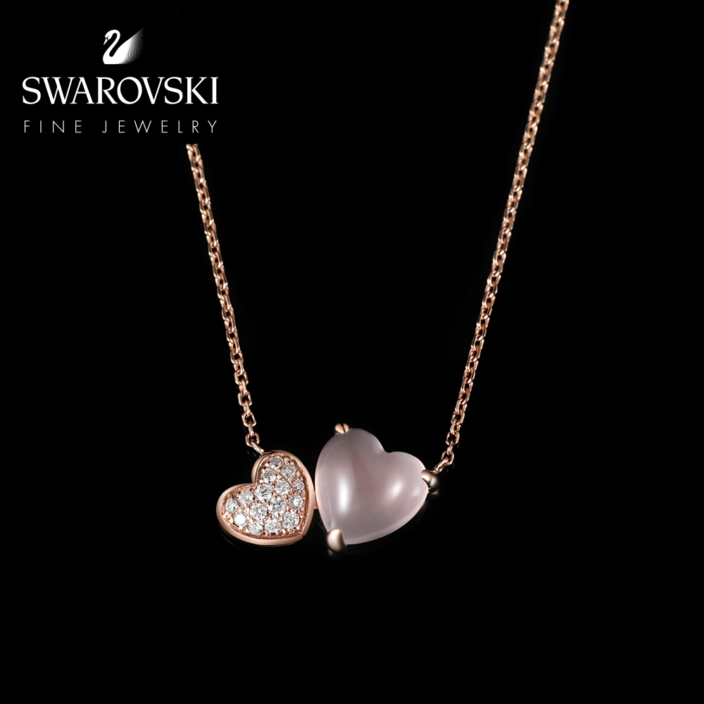 Throb 玫瑰金芙蓉石钻石项链女高级珠宝首饰 18K 施华洛世奇 Heart Throb 玫瑰金芙蓉石钻石项链女高级珠宝首饰 18K 施华洛世奇 Heart