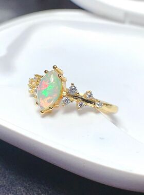 S925银戒指空托 马目4*8mm镀18K白金玫瑰金黄金色 女 镶嵌