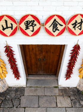 竹编簸箕字定做农家乐农庄门头店铺户外用招牌门头广告字竹框写字