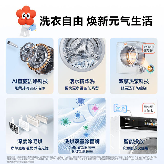 Xiaohonghua Haier washing and drying set essence washing machine heat pump dryer 176prow upgrade fc