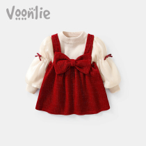 Fan-hunting girls dress autumn and winter foreign air children princess nepotism dress 1-year-old baby dress grabbing Zhou suit for the year