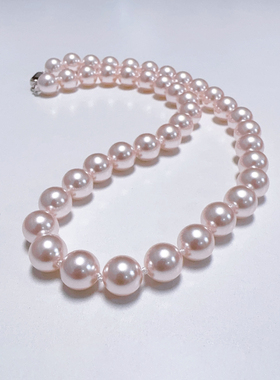 10-11mm樱花粉元宝扣珍珠项链赠手链耳钉TZB606