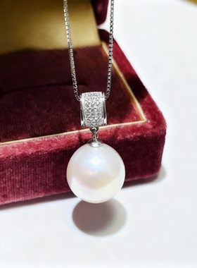 14-15mm白色珍珠圆桶款项链吊坠DZB205