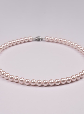 8-9mm樱花粉珍珠元宝扣项链赠手链耳钉TZB613