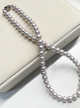 8-9mm曼塔玫瑰色珍珠元宝扣项链赠手链耳钉TZB611