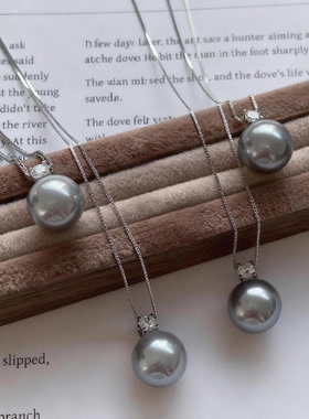 14-15mm铂金灰戴妃款吊坠（银扣）DZB305