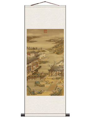 十二月令四月画芯卷轴挂画
