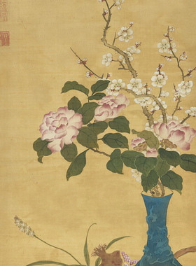 清陈书岁朝吉祥如意图仿古画