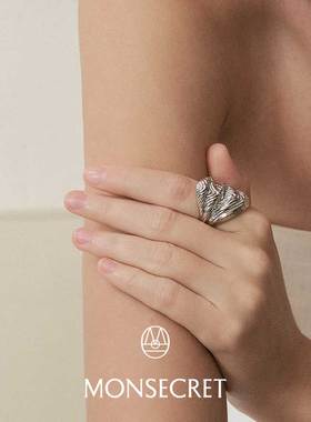 MONSECRET铜镀白金海波戒指