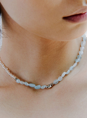 monsecret海蓝宝/粉晶项链