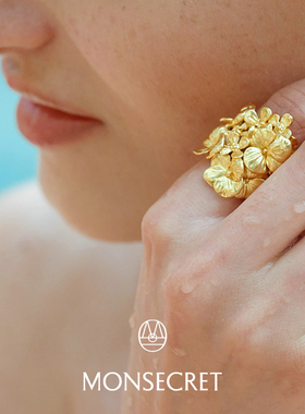 MONSECRET镂空设计花卉开口戒指