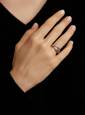 MONSECRET铜镀白金云转戒指