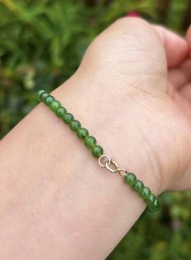 天然和田玉碧玉手串女转运珠