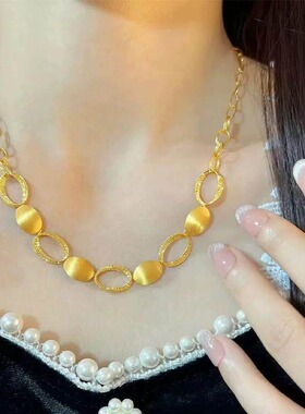 蕾丝环环相扣沙金锁骨链女款