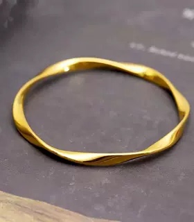 沙金莫比乌斯闭口亮面手镯女