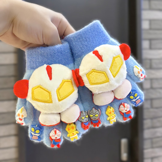 儿童手套冬季保暖新款可爱卡通分指套3-10岁男童女童写字五指手套