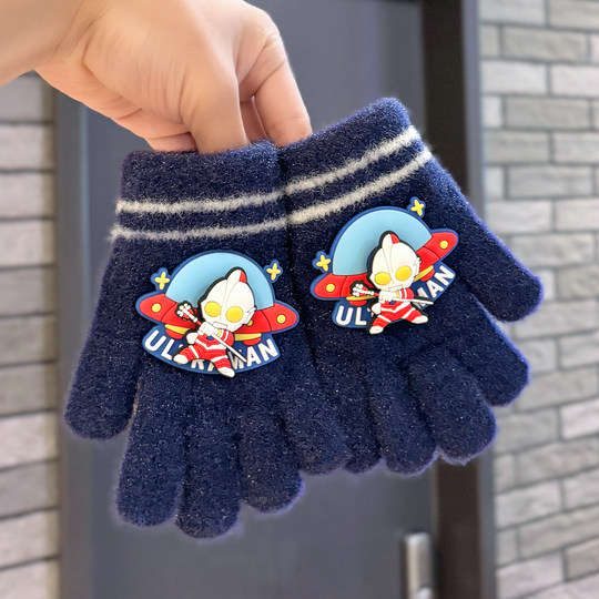 儿童手套冬季保暖新款可爱卡通分指套3-10岁男童女童写字五指手套