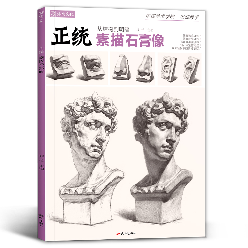 正统素描石膏像 人物头像学五官结构组合画画书籍本照片临摹范本画册零基础静物高考联考步骤美术绘画图册书基础入门教程教学教材