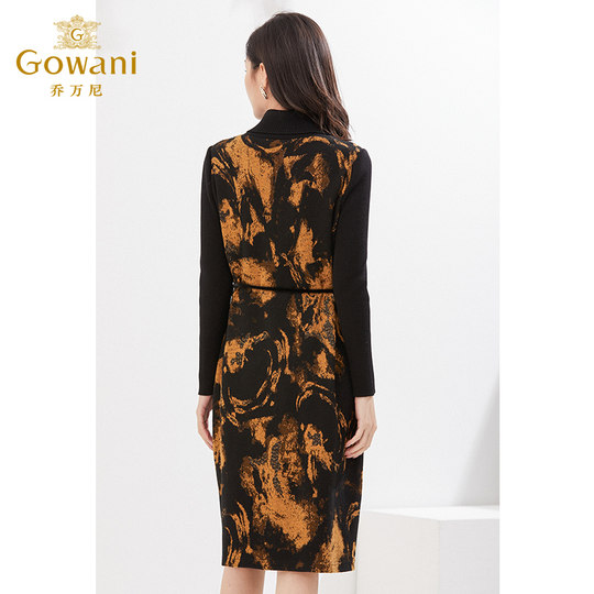 乔万尼新品连衣裙软糯亲肤绵羊毛百搭长裙EI4E526