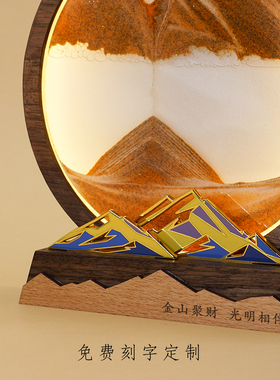 马鹿日照金山流沙画发光摆件