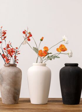 侘寂风仿古陶瓷花瓶家居摆件