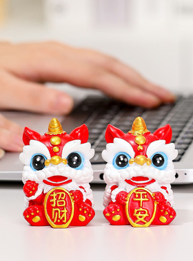 国潮醒狮卡通桌面摆件商务礼品