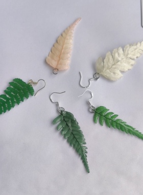 真蕨叶一片树叶的故事真树叶原创设计特色森系滴胶保护手工耳环女