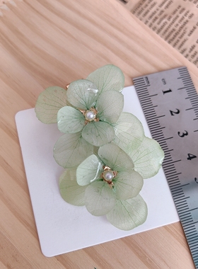 原创手作干花真花滴胶发夹绣球花小众森系法式复古真花特色发夹女