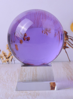 黄色水晶球摆件白蓝绿紫玻璃球