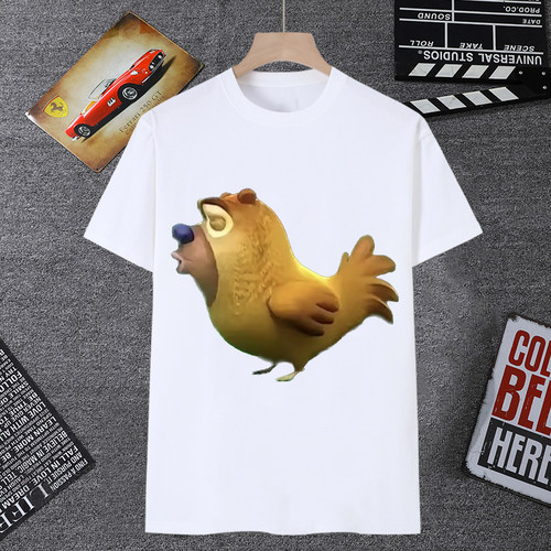 鸡出没短袖男t恤女搞怪抽象熊大熊二光头强表情包恶搞沙雕学生装 - 图0