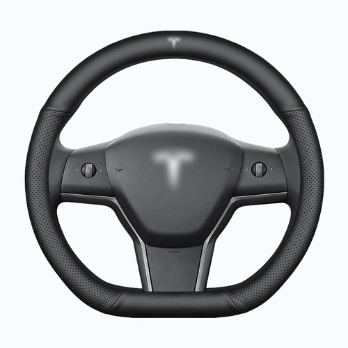 专用于特斯拉Model3真皮方向盘套Tesla ModelY毛豆Model3汽车把套 - 图3