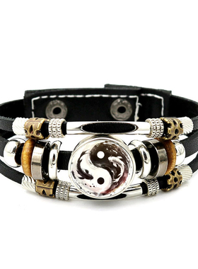 太极八卦道家图案手链手环手绳首饰男士男生复古时尚帅气